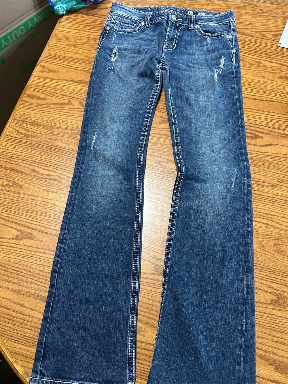 Miss Me Dark Blue Distressed Flare Jeans